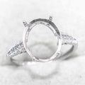 Sterling Silver 10*12mm Semi Mount Ring Empty Frame Blank Support Setting S925 Base Holder Without Center Stone for DIY Inlay