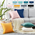 Wholesale Good Quality Luxury Plain Hairball Lace Cushion Covers Throw Pillow Cover Pompom Velvet Cushion Cover