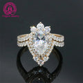 Free Shipping 14K Solid Yellow Gold Engagement Ring with 2.5 CT White Moissanite Fine Jewelry Wedding Set