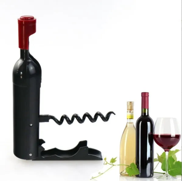 Thank You Gift Multi Function Stainless Steel ABS Wine Bottle Opener with Magnet Eco-Friendly Portable Black
