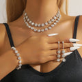 Hot-Selling Rhinestone Bridal Jewelry Set - Full Diamond Necklace Earrings Bracelet | Wholesale Accessories