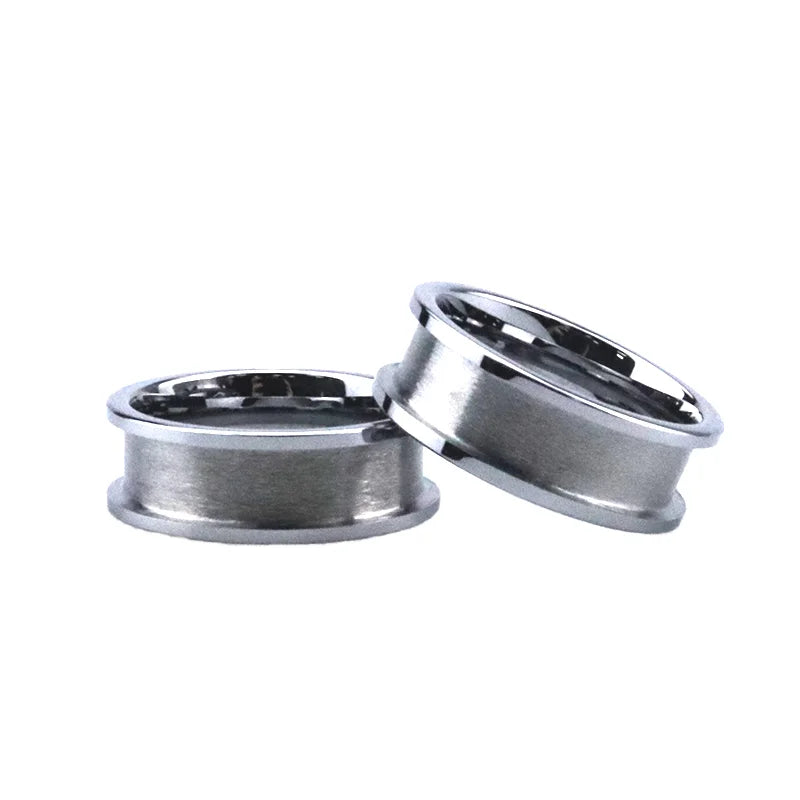 POYA Wholesale Tungsten Titanium Ceramic Stainless Steel Blank Ring for Inlay 6mm 8mm DIY Jewelry