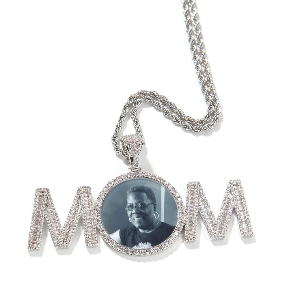 MOM Custom Family Photo Pendant Necklace Personalized Engraved Picture Jewelry Fast Shipping for Mother's Day Gifts