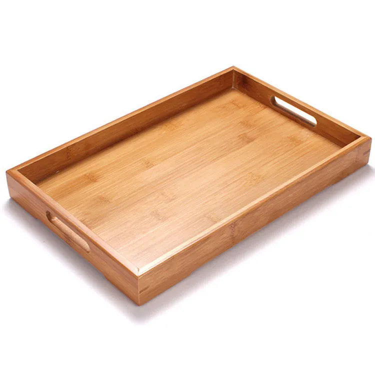 Wholesale Wooden Bamboo Food Serving Tray With Handle Tea Tray Tea Plate