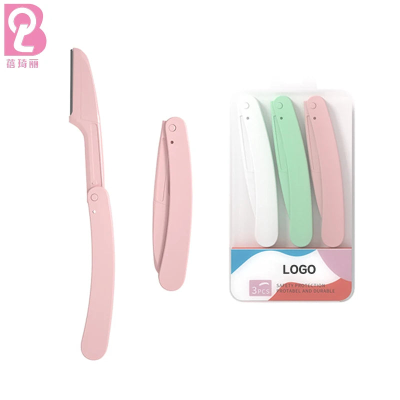 Beiqili Precision Cover Women Men Dermaplaning Tool Eyebrow Razor Facial Shaver Exfoliating Razors Foldable Blade Replaceable