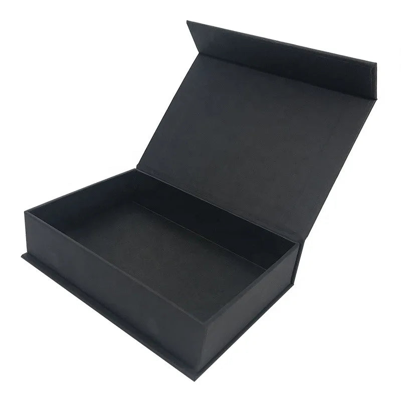 Xiamen Manufacturer Custom Logo Rigid Hard Cardboard Foldable Paper Packaging Black Magnetic Closure Gift Box