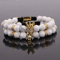 Renting Jewelry Making Skull Crown Bracelet Couples Natural Stone Howolite Beads Macrame Bracelet