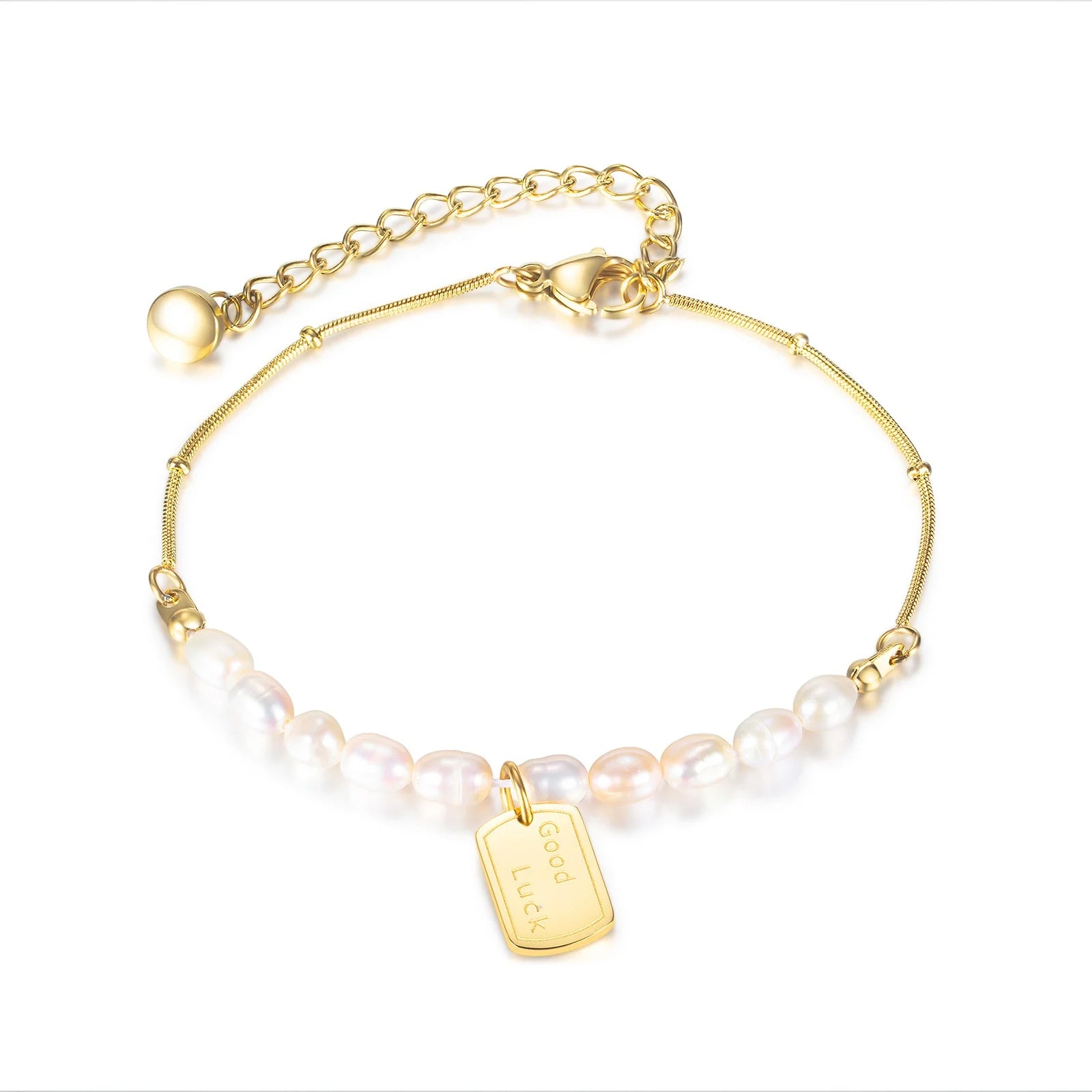 316L Latest Women 18K Gold Plating Tarnish Free Waterproof Real Pearl Bracelet
