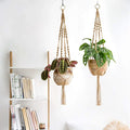 Dropshipping 4 Pcs Macrame Plant Hangers Indoor Outdoor Hanging Planter Basket Decorative Flower Pot Holder Jute Home Garden