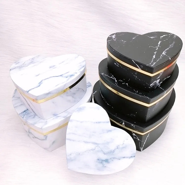 Paper Boxes Heart Shaped Flower Box Wholesale Design Gift 3 Pcs Heart Boxes for Flower and Dessert