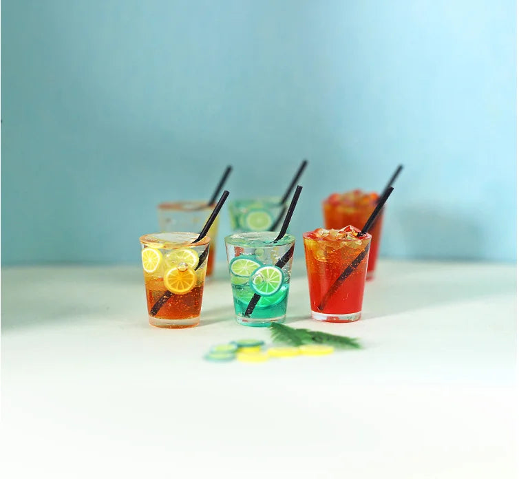 1/6 1/12  Doll House Simulation Miniature Mini Fruit Lemon Tea Beverage Toy Cup Model Decor