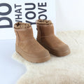 Women's Waterproof Toe Design Outdoor Plush Insulation Thick TPR Outsole Non-Slip Genuine Leather Ankle Anti-Slip Snow Boots