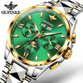 OUPINKE 3201 Customized Luminous Stainless Steel Skeleton Moon Phase Mechanical Watch for Man Automatic Tourbillon Wrist Watch