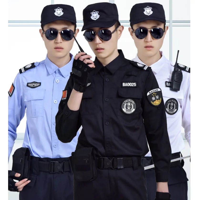 Custom High Quality Black Workwear Set Security Guards Uniforms Samples Support