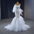 Beautiful Ruffle Spaghetti Strap Wedding Dresses Mermaids for Women Jancember RSM67542