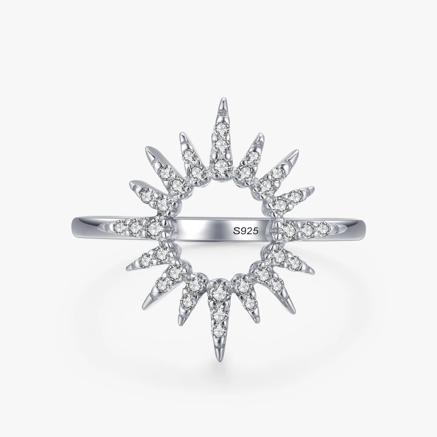Ailmay Fashion Fine Sun Flower Sparkling Clear Zircon Finger Ring for Women 925 Sterling Silver Romantic Wedding Jewelry Gift