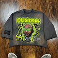 Custom logo Vintage Distressed Cut and Sew French Terry T-shirts Fitted Dtg 250gsm Cotton Heavy Print Graphic Acid Wash t Shirt