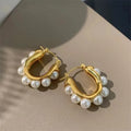 Korean Trend U-shaped Pearl Hoop Earrings for Women Fashionable and Elegant Faux Pearl Fine Jewelry Accessories