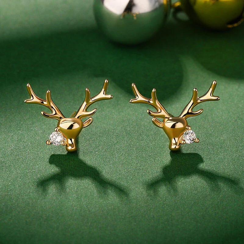 CAOSHI New Hot Selling Creative Zircon Elk Stud Earrings Gold Plating Christmas Earrings Women Jewelry Wholesale