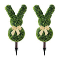 Artificial Easter Decor Adorable Rabbit Shaped Topiary Trees with Big Yellow Bow Tall Boxwood for Home Garden Porch Party Decor