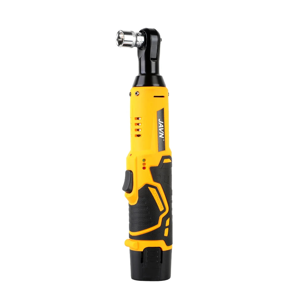 JY 12V Cordless Electric Ratchet Wrench 45NM 33Ft.lbs 3/8'' Right Angle Removal Screw Nut DIY Car Repair Tool DIY OEM Factory