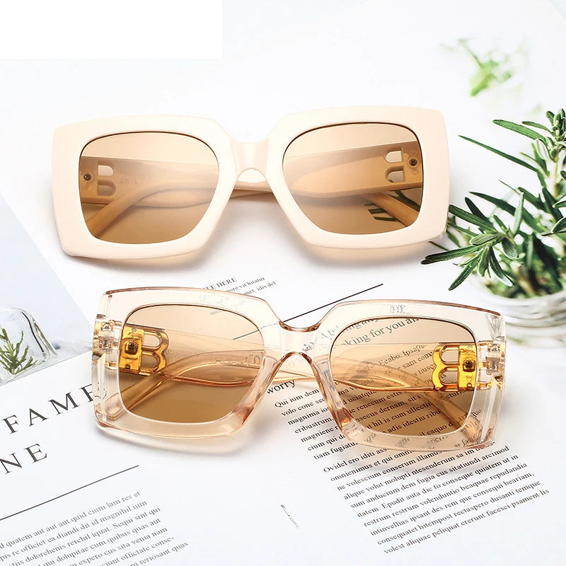 Classic Retro Sunglasses Rectangle Sun Glasses Female Lens Eyewear UV400 Brand Design Vintage Women Plastic AC Unisex 2pcs
