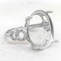 Sterling Silver 14*18mm Semi Mount Ring Empty Frame Blank Support Claws Setting S925 Base Holder Without Center Stone for Inlay