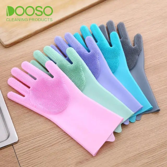 DOOSO Silicone Cleaning Gloves Multifunction Magic Recycle Dish Washing Gloves for Kitchen Household