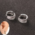 Light Luxury Zircon Inlaid Earrings with Niche Design Three-layer Ear Buckle New High-end Earrings