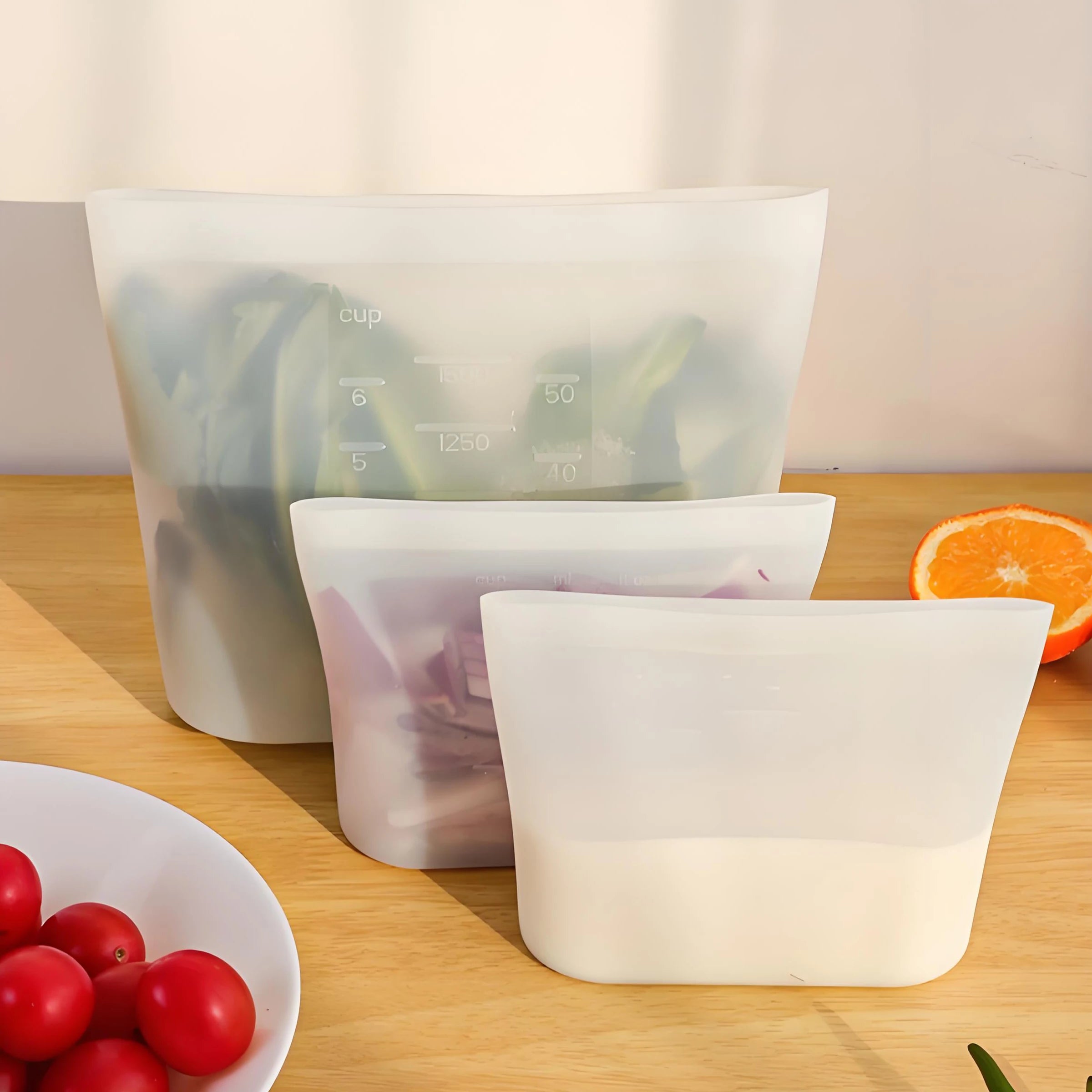 Factory Priced Eco-Friendly Silicone Stand-Up Zip Lock Food Storage Bags Leakproof Reusable for Sandwich Storage Back School
