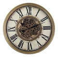 INFINITY TIME 24 Inch 60cm Wall Clock Industrial Real Moving Gears Wooden Wall Clock for Farmhouse Living Room Decor Kitchen