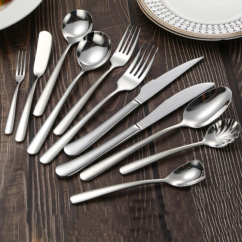 304 Luxury Wholesale Modern Full TableWare Elegance Cutlery Set Stainless Steel Bulk Hotel Cutlery Set Flatware for Wedding