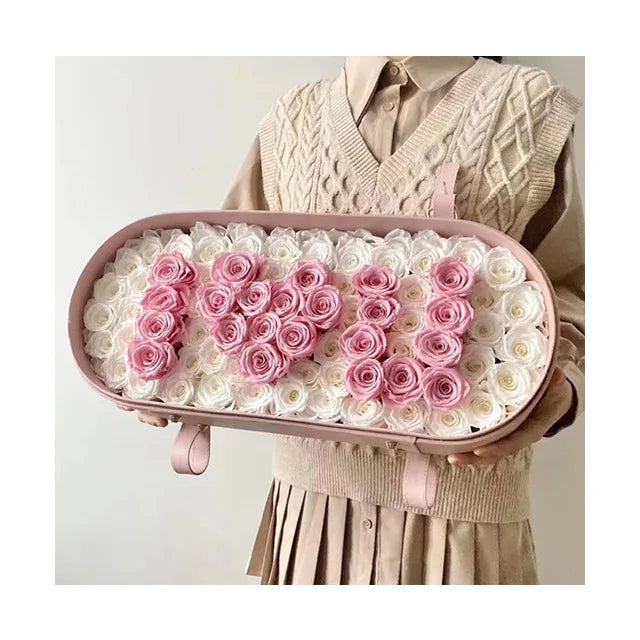 AM-PFH10 Ammy I Love You Flower Box Portable Leather Gift Box Real Touch Preserved Flower Gift Box Forever Eternal Rose