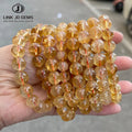 JD GEMS Women Genuine Yellow Crystal Healing Stretch Bangles Yoga Meditation Jewelry Natural Brazilian Citrine Beaded Bracelet
