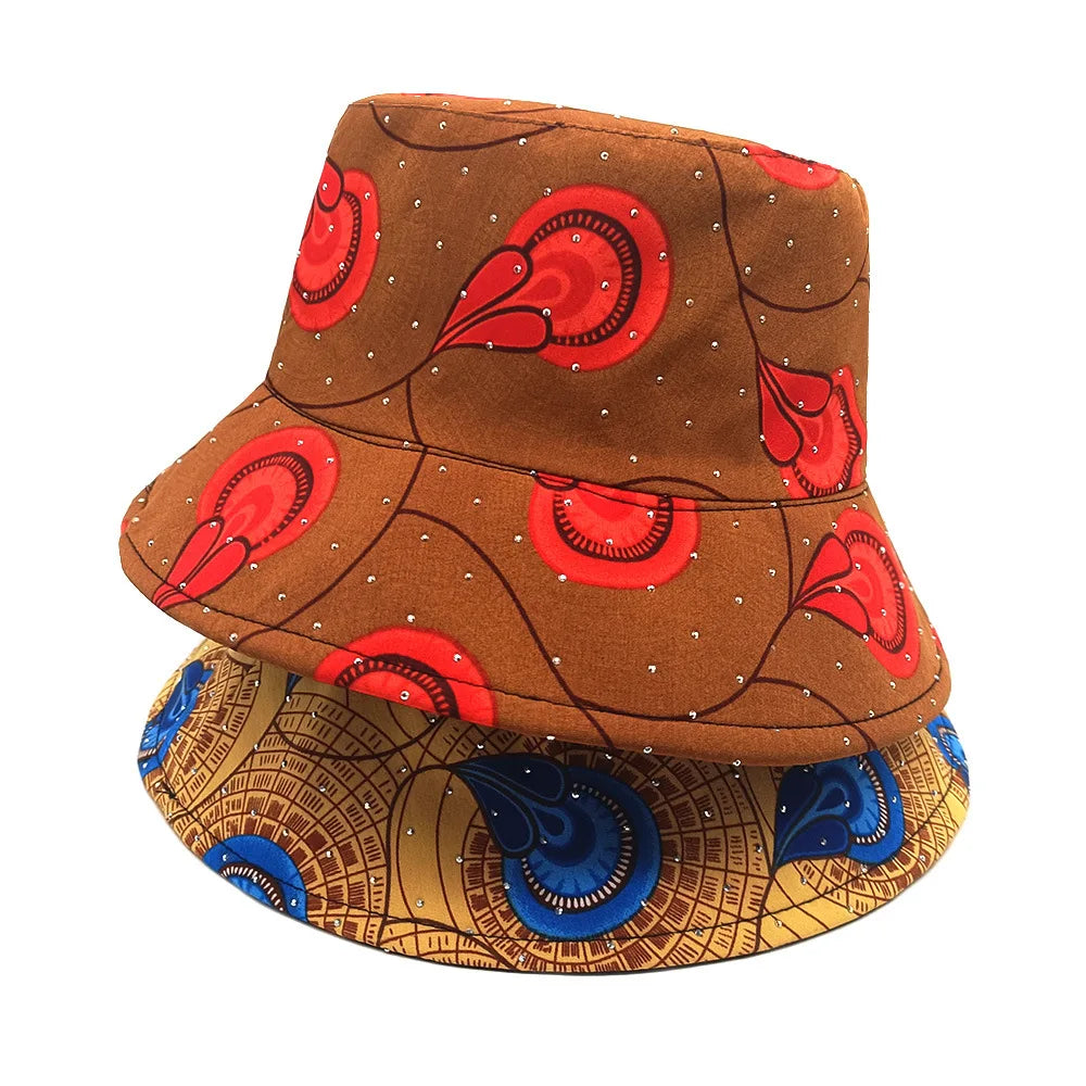 Landfond Hot Selling Summer Fruits Printed Fisherman Hats Women Sunscreen Sun Hats Outdoor Cotton Reversible Bucket Hats