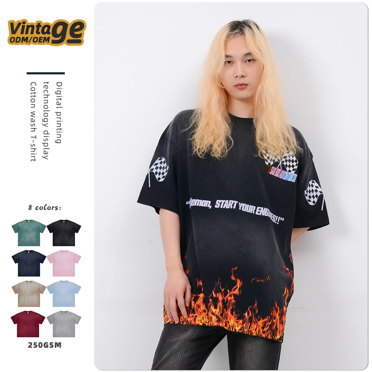 Men's Wholesale Oversized T Shirt 100% Cotton T-shirt Manufacturer Graphic Unisex Streetwear Hip Hop Acid Wash Vintage T Shirts