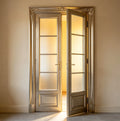 Vintage French Style Thermal Break Soundproof Grille Custom Aluminum Frame Low-E Glass Swing Casement Door