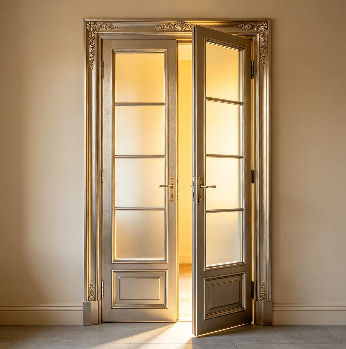 Vintage French Style Thermal Break Soundproof Grille Custom Aluminum Frame Low-E Glass Swing Casement Door