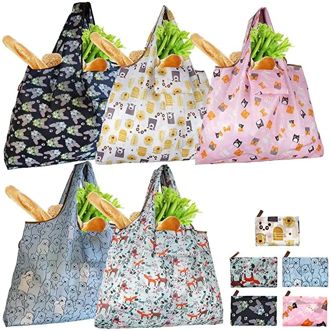 Custom Eco Recycle Supermarket Grocery Pouch Bag Reusable Foldable Tote Shopping Bag for Groceries