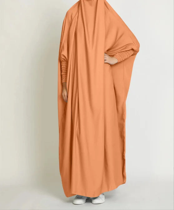 Modest Fashionable Elegant Abaya Women Muslim Prayer Dress Turkey Islamic Solid Dress Long With Soft Waist for Women