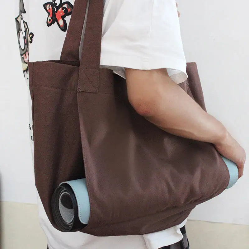 Qetesh Fashion Canvas Yoga Bag Portable Yoga Mat Storage Bag Outdoor Sports Yoga Cotton Canvas Bag