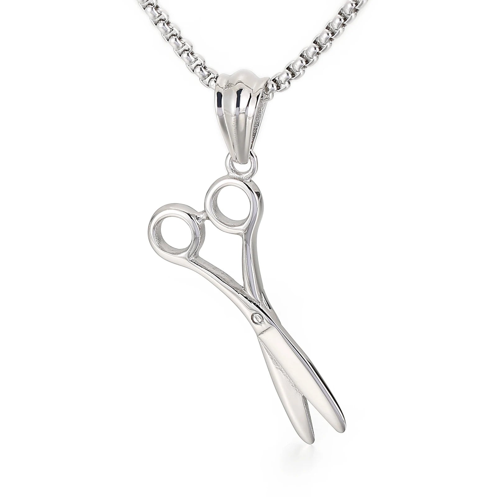 KALEN Creative Trendy Stainless Steel Scissors and Comb Male Pendant