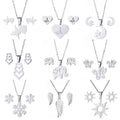 Trendy Non Tarnish Silver Plated Moon Cross Butterfly Heart Pendant Women Stainless Steel Earring Necklace Jewelry Set MegaBDM