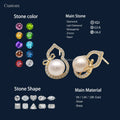 Real Solid Gold 14 Carat Earrings With Freshwater Pearl Natural Diamonds Studs Fine Jewelry Bow Earrings Lucky Gift