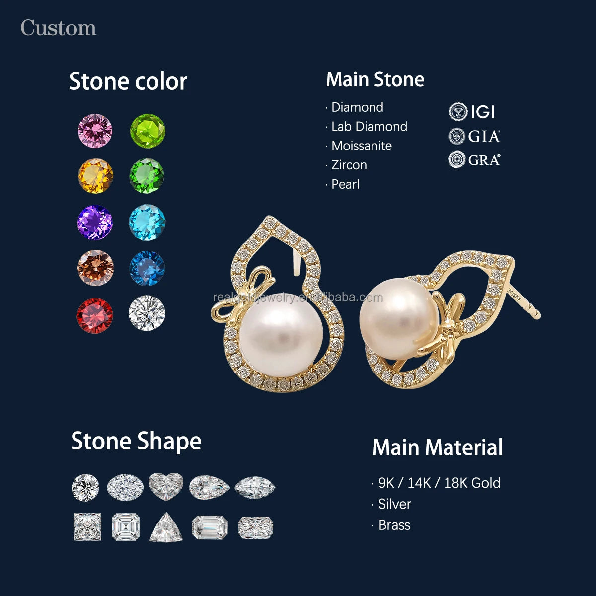 Real Solid Gold 14 Carat Earrings With Freshwater Pearl Natural Diamonds Studs Fine Jewelry Bow Earrings Lucky Gift