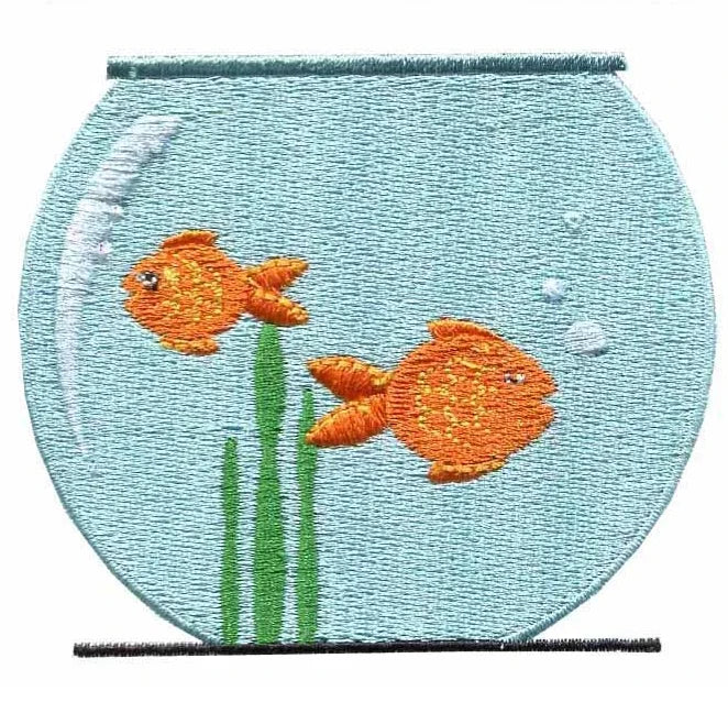 2.2 Inch Wide Embroidered Eco-Friendly Gold Fishes Patches for Jackets Clothing & Hats Iron-On Style Made Polyester Felt Fabric