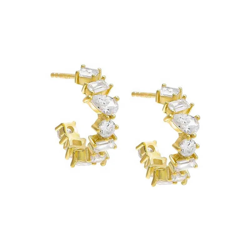 Gemnel Hot Sales 925 Silver Popular Multi Shape Cz Hoop Earrings
