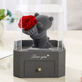 The Latest Romantic and Creative Plush Bear Gift Box  Valentine's Day Gift Eternal Flower  Bear Jewelry Box