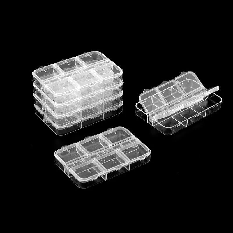 6 Grids MIni Transparent Square Plastic Storage Case Portable Rainbow Candy Chocolate Containers