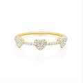 New Arrivals 18K Gold Plated Three Micro Pave Heart for Women Valentine's Day Jewelry Gifts Daily Brass Rings
